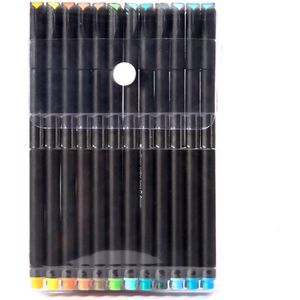 Mini 12/24Pcs Fineliner Brush Pen Set Graffiti Art Marker Tekening Inkt Kleuren Pen Liner Kalligrafie Finecolour Potlood briefpapier