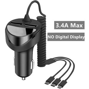 Qc 3.0 Quick Car Charger Met 3 In 1 Usb-kabel Voor Iphone 11 7 Samsung Xiaomi Huawei Micro Usb type C Snelle Telefoon Charge Charger