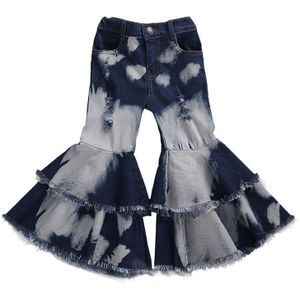 Zomer Peuter Baby Kids Meisjes Kleding Bell Bottom Flare Denim Jeans Broek Kinderen Meisjes Gelaagde Kwastje Gescheurd Gat Broek