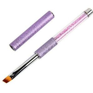 Angnya 1 Stuks Uv Gel Polish Builder Schilderen Pen Brush 2 #4 #6 #8 #10 # schuine Hoofd Paars Strass Handvat Manicure Nail Art Tool