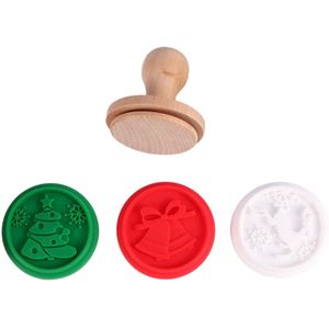 Kerst Siliconen Biscuit Stempel Patroon Hittebestendig Houten Handvat Pers Diy Biscuit Stempel Cakevorm Bakken Decoratie