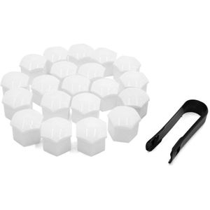 20 Pcs 17 Mm Wit Plastic Wiel Lug Moer Bout Cover Caps Met Removal Tool Voor Auto