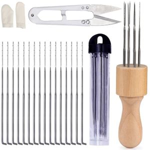 Imzay Vilten Naalden Kits Wol Vilten Diy Supplies Vilt Stitch Punch Tool Set Met Naalden, Houten Handvat, schaar, Vinger Babybedjes