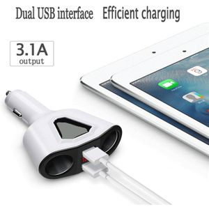 Auto 2USB Poort 12 V/24 V Auto Dubbele Socket Splitter Dual Usb Car Charger Adapter Accessoires met Volt Huidige Show