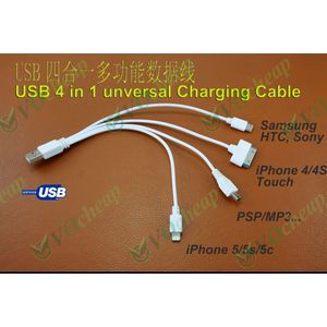 Universele Draagbare USB 4 in 1 Multi Charger Kabel voor iPhone 5 5 S 5C 5SE 6 6 Plus 6 s 6 S + 4 s 4, iPad 4 3 2, iPad mini, iPad air