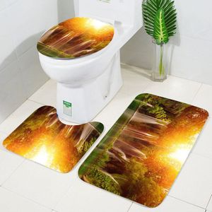 3Pcs Kerst Badkamer Antislip Voetstuk Tapijt + Deksel Wc Cover + Badmat Set Kerstversiering Gelukkig Jaar Рождество