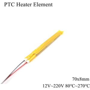 70X8Mm 12V 24V 220V Ptc Verwarmingselement Constante Thermostaat Geïsoleerde Thermistor Keramische Lucht Verwarming chip Buis Film 70*8Mm