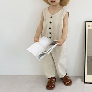 1566C Korean Children Clothes Boy&#39;s Overall One Piece Clothes Summer Cute Little Button Girl&#39;s Jumpsuit Casual Pants
