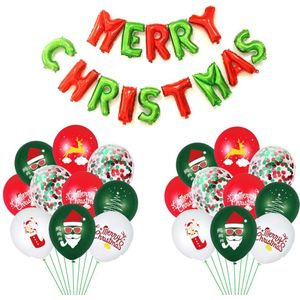 Vrolijk Kerstfeest Brief Set Kerstman Print Latex Rode En Groene Confetti Ballon Pull Vlag Navidad Hовый Rод