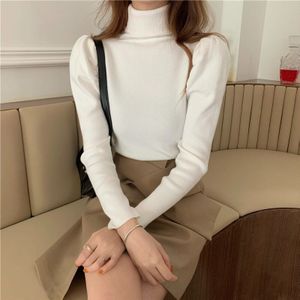 Nomikuma Herfst Winter Coltrui Trui Truien Koreaanse Puff Lange Mouwen Vrouwen Gebreide Tops Slanke Baisc Pull Femme 6D078