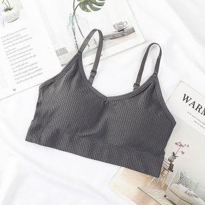 2022 Vrouwen Crop Top Vrouwelijke Tube Top Naadloze Ondergoed V-hals Beha Lingerie Sport Fitness Top Lace Trim Bandeau Verwijderbare Pad