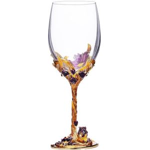 1 Pc Wijn Beker Transparant Elegante Iris Bloemen Emaille Crystal Stem-Cup Rode Wijn Glas Glaswerk Voor Home Party bar