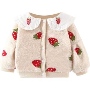 Winter Toevallige Bovenkleding Jas Doek K Baby Meisje Dikker Aardbei Print Kinderen Kids Jas