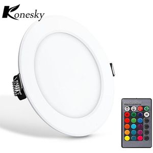Konesky led-paneel downlight 5 w Ronde RGB LED dimbare verzonken plafondlamp armatuur led verlichting