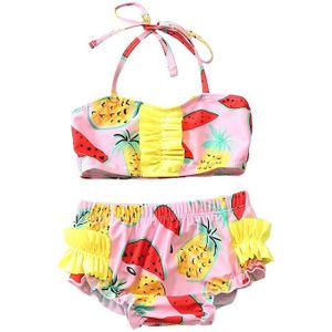 Leuke Tropische Fruit Gedrukt Baby Meisjes Bikini Set Twee Stuk Badmode Voor 0-6Years Kinderen Halter Beaudea Peuter Badpak