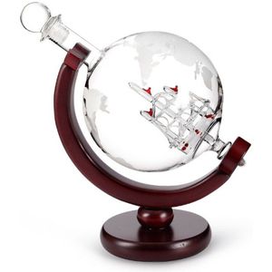 Globe Decanter Met Afgewerkte Houten Stand Bar Nachtclub Trechter Wijn Mini Globe Machines Kaart Aarde Wijnglas Party Huwelijkscadeau