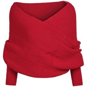 Antumn V-hals Vrouwen Gebreide Trui Wrap Knitwear Top Sjaal Trui Jumper Pull
