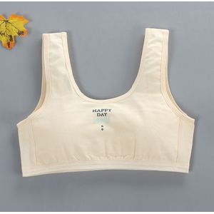 Teenages Meisjes Beha Kind Gelukkige Dag Letters Print Lingerie Sport Tank Vest Mid-Leeftijd Brasserie Onderkleding Met Pad Cup voor 7-12T