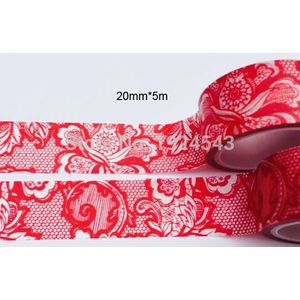 Mooie washi papier tape/20mm * 5m Rode kant en Zwart kant masking japan washi tape