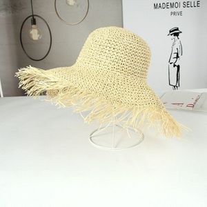 Vrouwen Stro Zon Hoeden Grote Brede Rand Gilrs Natuurlijke Raffia Panama Beach Straw Zon Caps Voor Draagbare