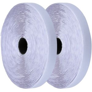 2 Rolls 2Cm 25M Wit Klittenband Zelfklevende Magic Tape Fastener Sterke Tape Klittenband strip Tape Lijm