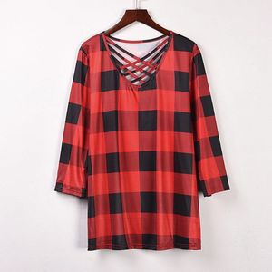 Dames Plaid Gedrukt Cross Lange Mouw Sweatshirt Lange Mouwen Kleding Dames Slim Fit Top Comfortabel En Zacht