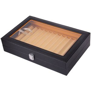 12 Slots Kunstleer Pen Display Case Opslag En Vulpen Collector Organizer Box Met Glazen Deksel