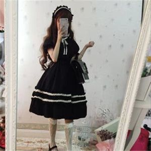 Gothic Vintage Lolita Jurk Vrouwen Japanse Stijl Paleis Prinses Jurken Lantaarn Mouw Leuke Party Kawaii Kleding Zoete Kostuum