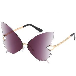 Unieke Randloze Overiszed Vlinder Cat Eye Zonnebril Voor Vrouwen Mode Gradiënt Zonnebril Groot Frame Vrouwelijke Shades