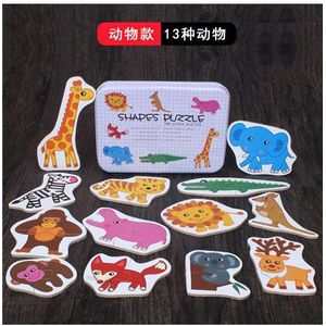 Baby Papier Puzzels Cartoon Mooie Dieren Sets Ijzeren Doos Leren Engels Brief/Woord Matching Puzzel Kaart Puzzel Educatief Speelgoed