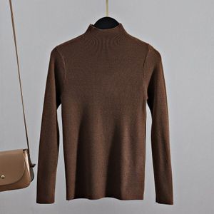 Gigogou Dunne Platte Knit Vrouwen Coltrui Trui Herfst Winter Truien Top Lange Mouwen Truien Zwart Wit Top Pull Hiver