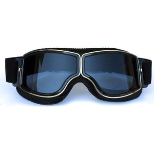 Zwart Frame Retro Motorbril Vintage Windscherm Voor Motorrijders Comfortabel Dragen