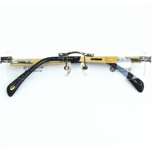 Puur Titanium Brilmontuur Ultralichte Mannen Bamboe Hout Randloze Recept Brillen Eyewear Frame Voor Vrouwen
