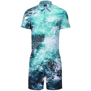 Zomer Overalls Heren Rompertjes 3D Grappige Blauwe Golf Casual Jumpsuit Mannelijke Strand Sets Een Stuk Outfits Plus size Playsuit