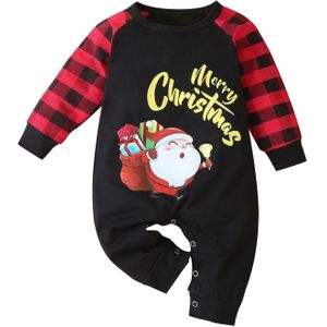 Kerst Baby Jongen Lange Mouw Jumpsuit Herfst Kerstman Print Plaid Stiksels Een Stuk Lange Broek