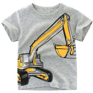 T-shirts Cartoon Print Baby Jongens Voor Jongens tshirt graafmachine auto T-shirt Voor Zomer Voor kinderen Met Korte Mouwen Top Tee