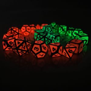Rollooo Gloeiende Jade Metalen Dobbelstenen Set Glow In The Dark D4 D6 D8 D10 D % D12 D20 Voor Rol spelen D & D Mtg Games