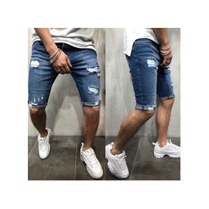 Mens Denim Chino Shorts Super Stretch Skinny Slim Zomer Half Broek Cargo Jeans