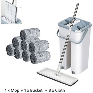 Vloer Mop Set Automatische Mop Platte Emmers Voorkomen Hand Wassen Set Met Microfiber Pads Wassen Cleaning System Floor Squeeze Magic
