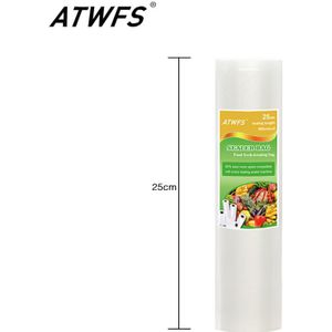 ATWFS 25 CM x 500 CM Rolls Vacuüm Sealmachine Voedsel Saver Zakken Voedsel Opbergzakken Saran Wrap