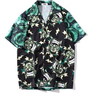Mens Volledige Gedrukt Retro Shirt Zomer Streetwear Hip Hop Korte Mouw Shirts Mannen Vrouwen Harajuku Hawaii Strand Blouse Kleding Mannelijke