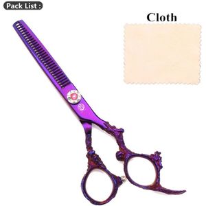 Haar Schaar Regenboog Paarse Draak 6 "Japan 440C 9005 # Kapper Dunner Schaar Kapper Kappers Schaar Haar Snijden Schaar