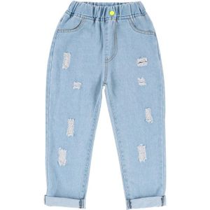 Meisjes Jeans 4-13 Jaar Oud Katoen Gewassen Kids Jeans Koreaanse Jeans Groene Knop Gerafeld Gat Lange Broek Kids jeans Leisure