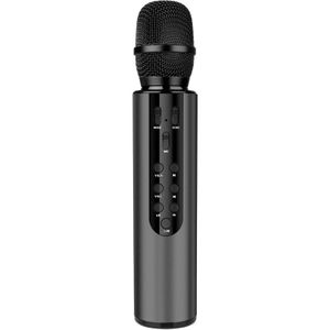 Draadloze Microfoon Dual Speaker Condensor Bluetooth Karaoke Speaker Microfoon Voor Karaoke/Zingen/Kerk/Toespraak Zwart