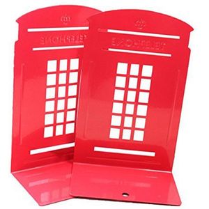 1 Paar Londen Telefooncel Anti-Slip Boekensteunen Boek Plank Houder Briefpapier (Rood)