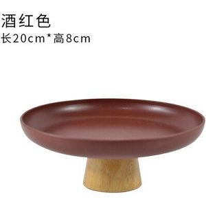 Plastic Ronde Dessert Cake Pan Houten Tall Voeten Fruitschaal Cake Stand Decoratieve Display Stand Opbergvak Snack Fruitschaal