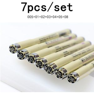 7 Stks/set Guangna Pigma Micron Pen Naald Tekenpen Sakura Hetzelfde Type Lot 005 01 02 03 04 05 08 art Markers