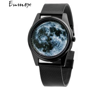 Enmex Individualisering speciale horloge 3D moonscape creatieve neutrale staal quartz klok mannen horloge