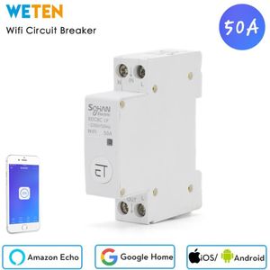 Din Rail Mini Wifi Stroomonderbreker 1P 50A eWelink App Afstandsbediening voor Smart home Smart Wifi Relais Schakelaar