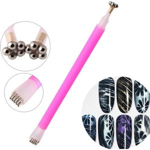 1Pc Magneet Magnetische Stok Bloem Streep Dubbele Manier Gel Polish Nail Art UV Gel Manicure Gereedschap